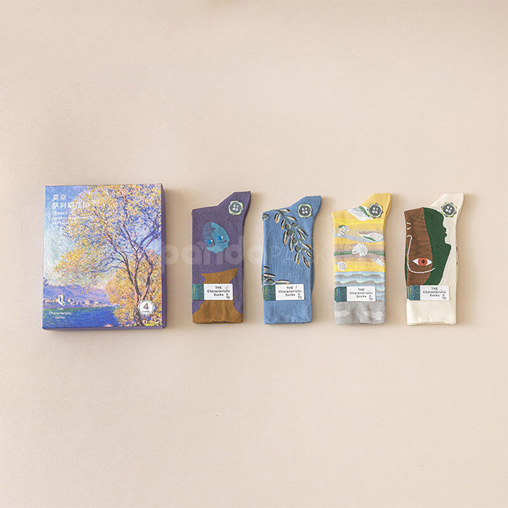 rigid paperboard packaging box with Monet artwork and detachable lid