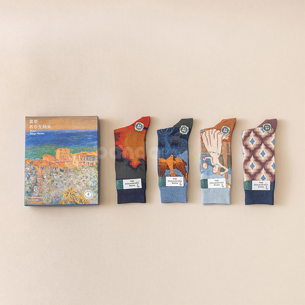 rigid paperboard packaging box with Monet artwork and detachable lid