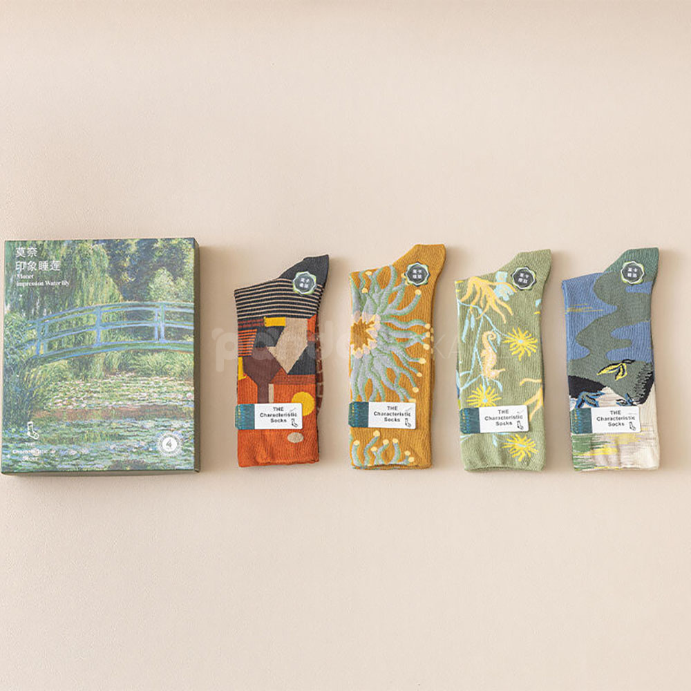 rigid paperboard packaging box with Monet artwork and detachable lid