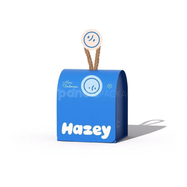 Blue Paperboard Handle Box with Rope Carrying Design