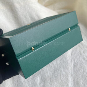 elegant green rigid box with textured hinged flip lid design