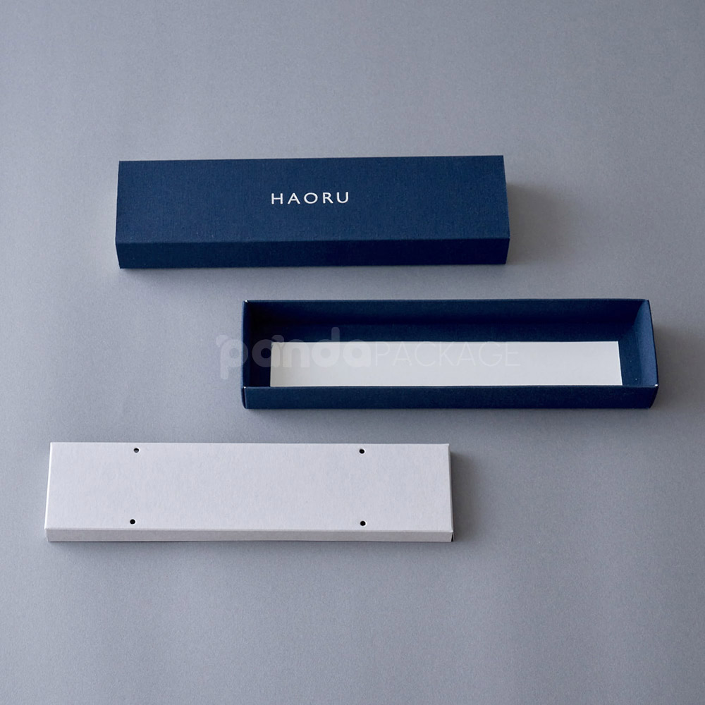 rectangular rigid slide box with textured surface and drawer lid