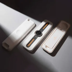 white rigid slide box with molded pulp insert for premium packaging