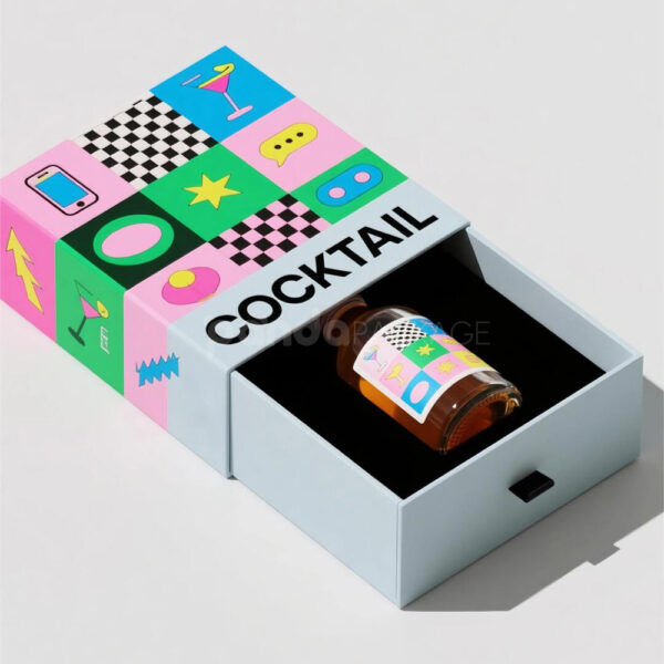 Colorful Cocktail Gift Box for Premium Liquor Packaging Design