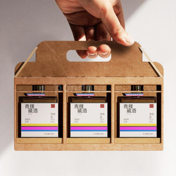 Custom Kraft Carrier Box for Bottled Beverage Gift Packaging