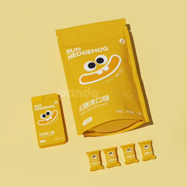 Bright Yellow Candy Pouch and Box Set with Fun Cartoon Design