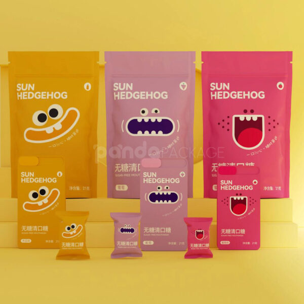 Bright Yellow Candy Pouch and Box Set with Fun Cartoon Design