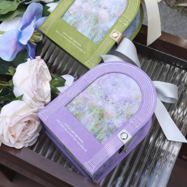 Elegant Lavender Candy Gift Box with Ribbon and Window Design