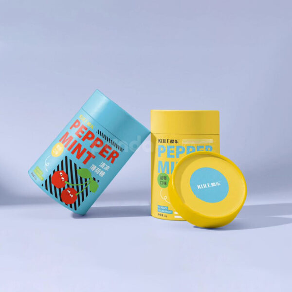 Colorful Peppermint Candy Gift Box Packaging with Fun Graphics
