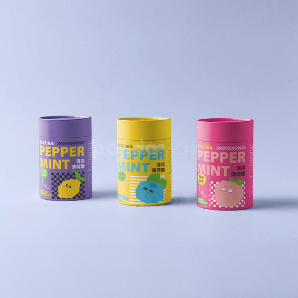 Colorful Peppermint Candy Gift Box Packaging with Fun Graphics