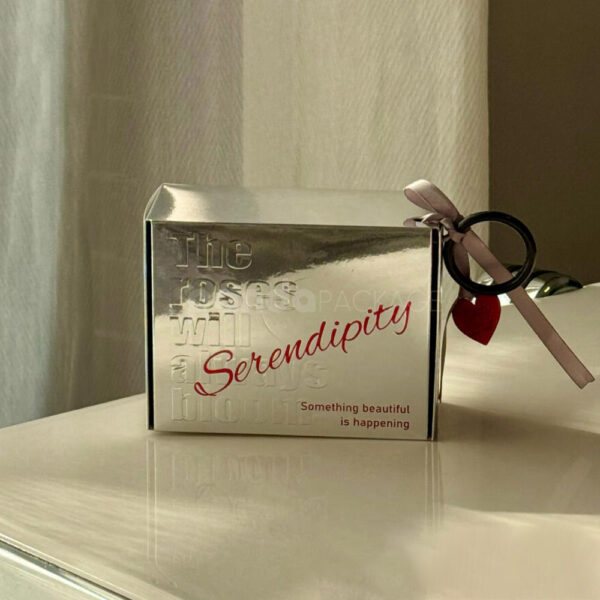 Luxurious Silver Candy Gift Box with Ribbon and Heart Charm