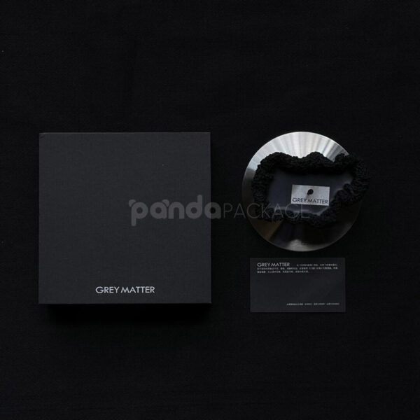Black Luxury Candle Packaging Box with Minimalist Logo Design