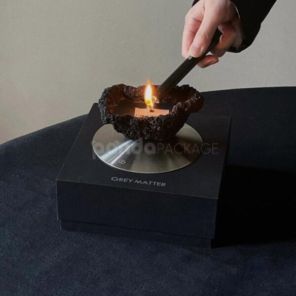 Black Luxury Candle Packaging Box with Minimalist Logo Design