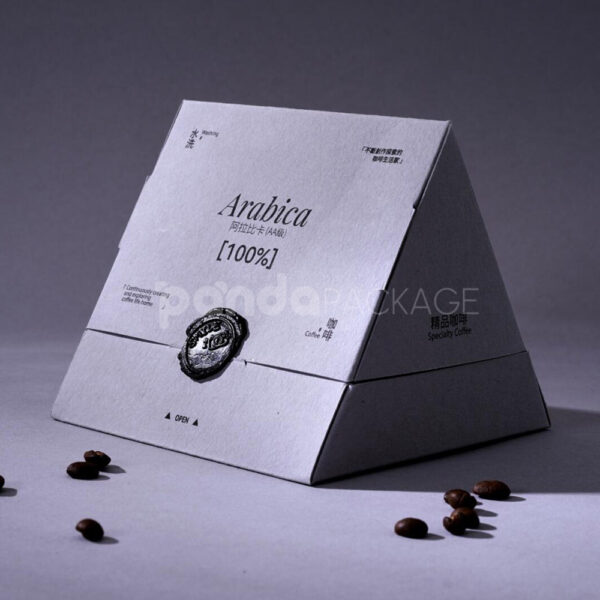 Pyramid Coffee Packaging Box with Wax Seal and Typography