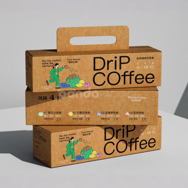 Kraft Drip Coffee Box with Handle and Flavor Variety