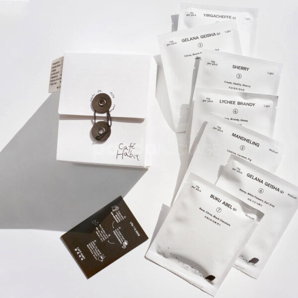 Minimalist Coffee Packaging Box with String Button Closure Design