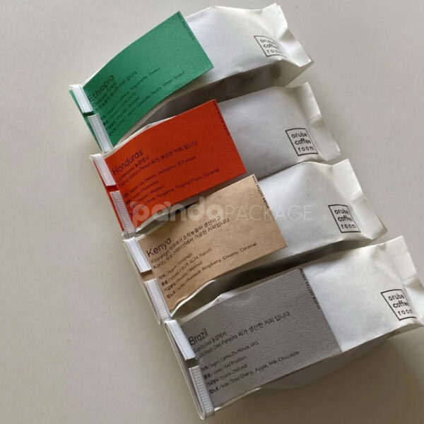 Minimalist Side Gusset Coffee Bag with Clip and Card Label
