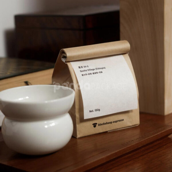 Kraft Side Gusset Coffee Bag with Rolled Top Closure