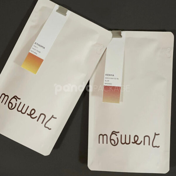 Elegant Stand Up Coffee Pouch with Clip-On Flavor Tag