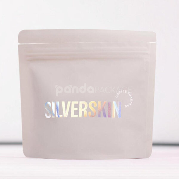 Matte Stand Up Coffee Pouch with Holographic Logo Design