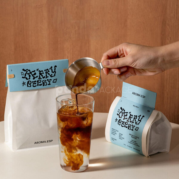 Monochrome Stand Up Coffee Pouch with Bold Graphic Label