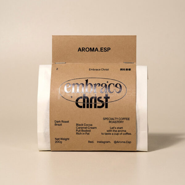 Monochrome Stand Up Coffee Pouch with Bold Graphic Label