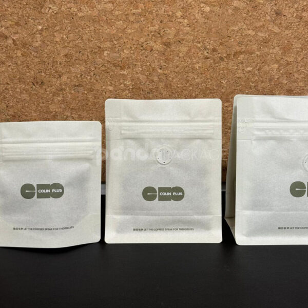 Minimalist Stand Up Coffee Pouch with Degassing Valve and Logo