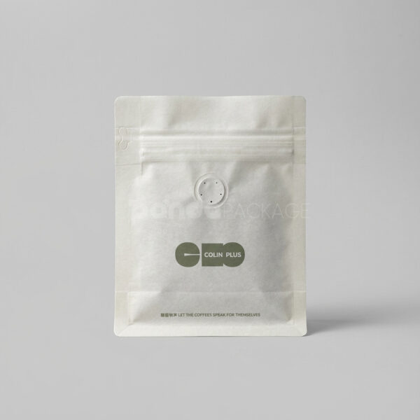 Minimalist Stand Up Coffee Pouch with Degassing Valve and Logo