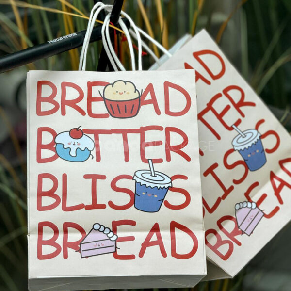 Colorful Restaurant Paper Bags for Bread Snacks and Drinks