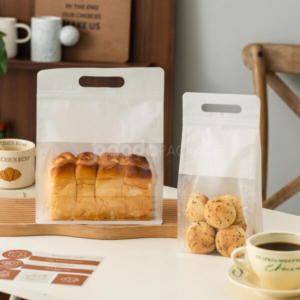 Clear Window Restaurant Paper Bags for Fresh Bread and Snacks