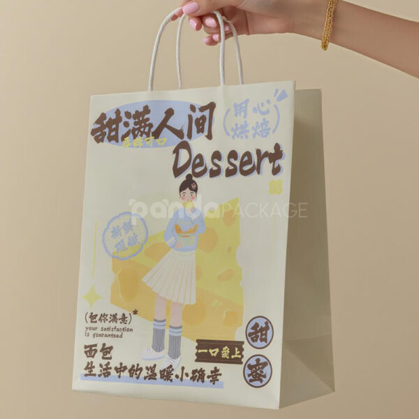 Trendy Restaurant Paper Bags for Desserts with Stylish Design