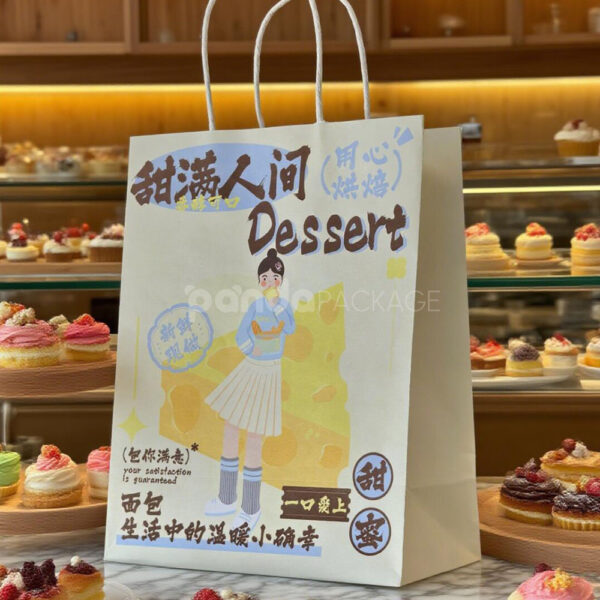 Trendy Restaurant Paper Bags for Desserts with Stylish Design