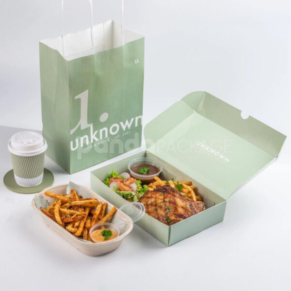 Stylish Restaurant Paper Bags for Takeout Meals and Drinks