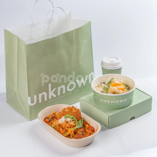 Stylish Restaurant Paper Bags for Takeout Meals and Drinks