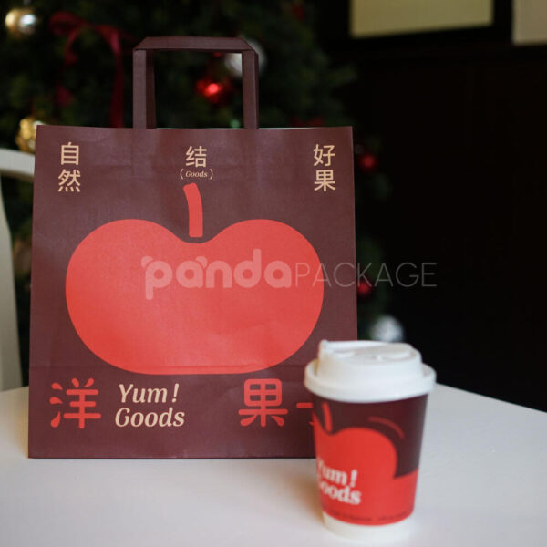 Stylish Restaurant Paper Bags with Bold Fruit Design Print