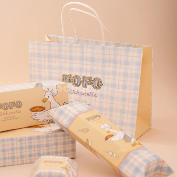 Chic Restaurant Paper Bags with Soft Plaid Vintage Style