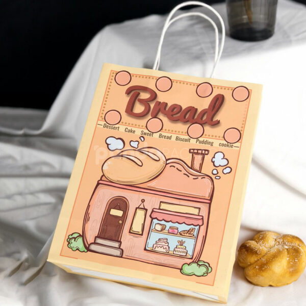 Creative Restaurant Paper Bags with Cute Cartoon Bakery Design