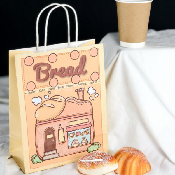 Creative Restaurant Paper Bags with Cute Cartoon Bakery Design
