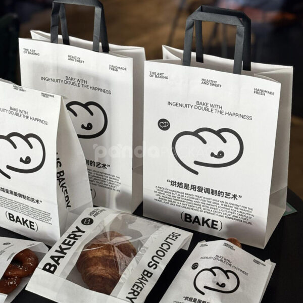 Stylish Restaurant Paper Bags for Bakery and Fresh Pastries