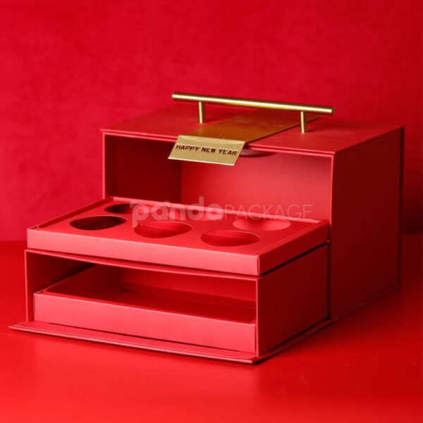 Luxury Red Restaurant Carrier Boxes with Drawer Style Design
