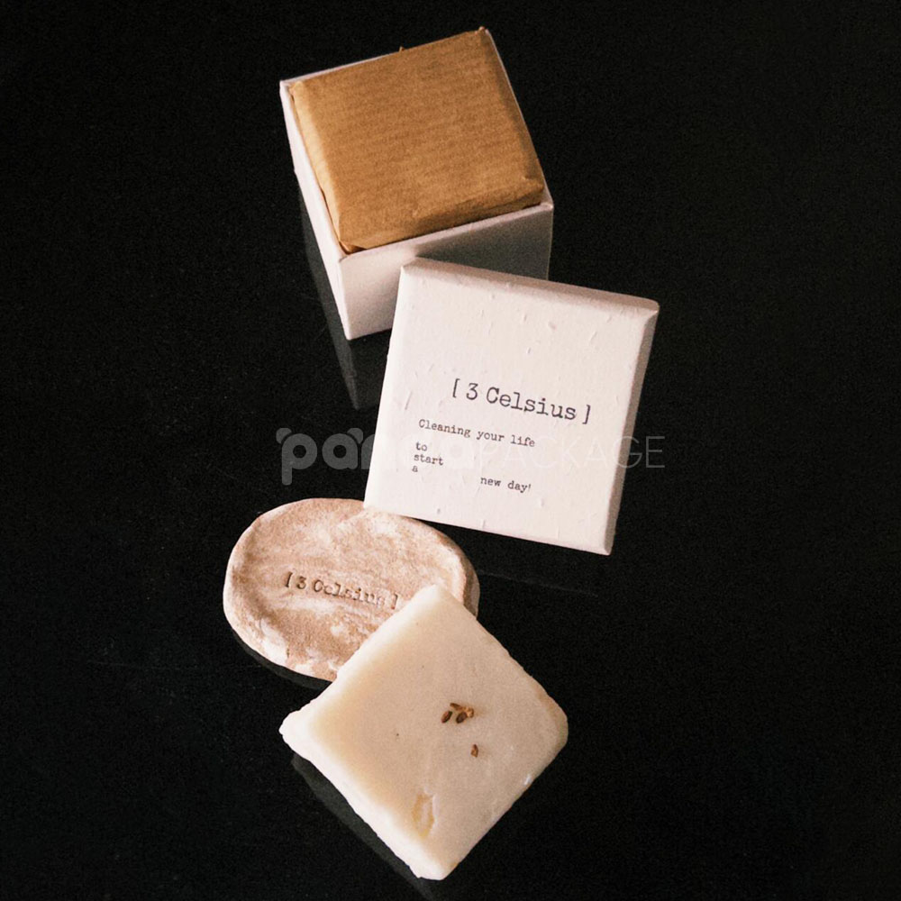 eco-friendly beige rigid soap box with lift-off lid