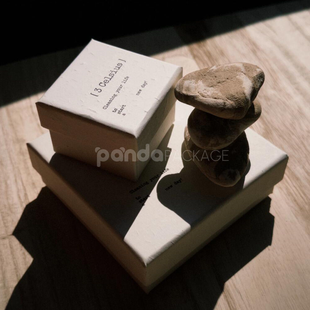 eco-friendly beige rigid soap box with lift-off lid