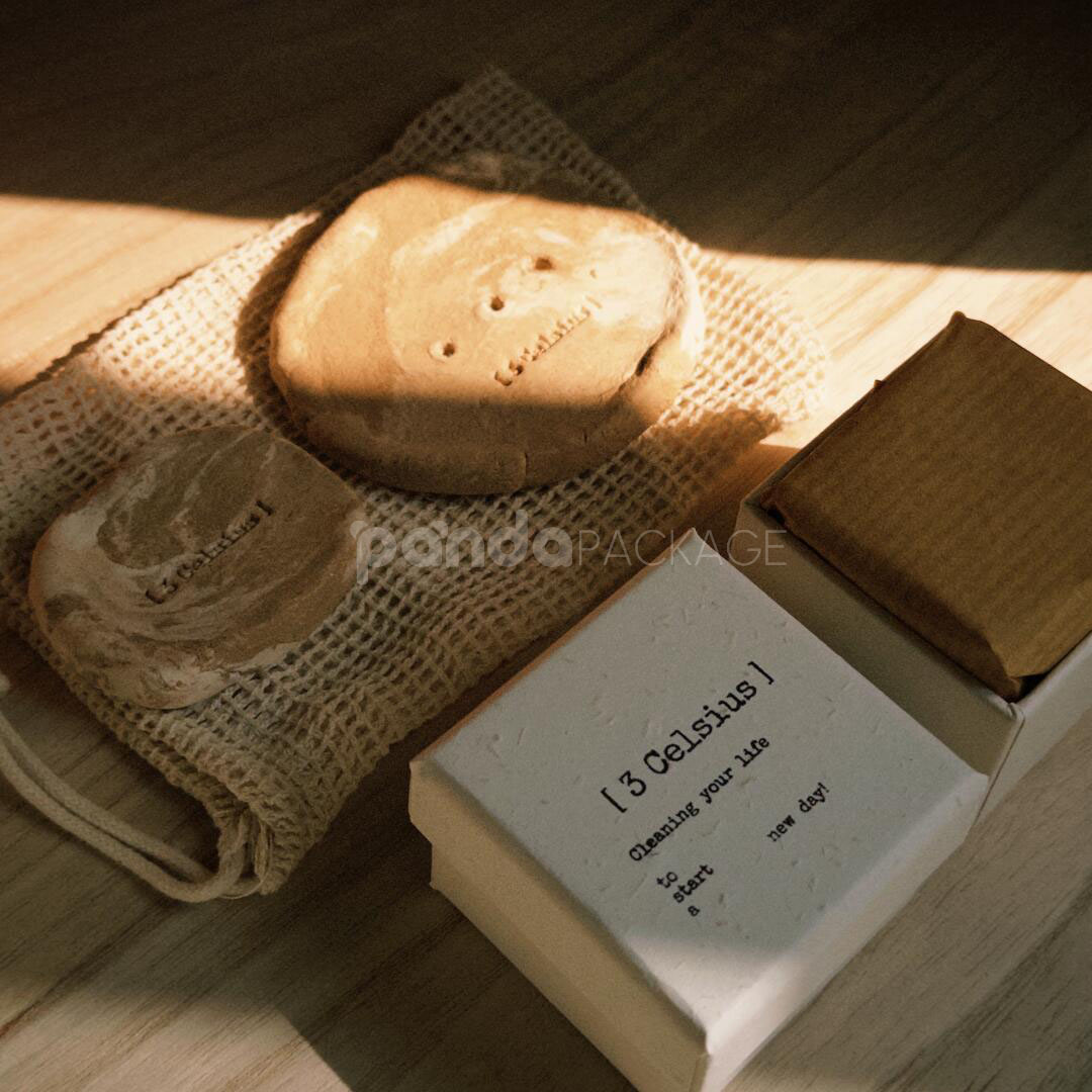 eco-friendly beige rigid soap box with lift-off lid