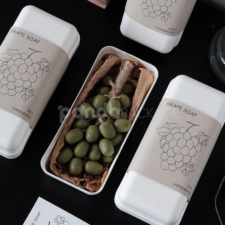eco-friendly white paperboard tray packaging box with kraft sleeve