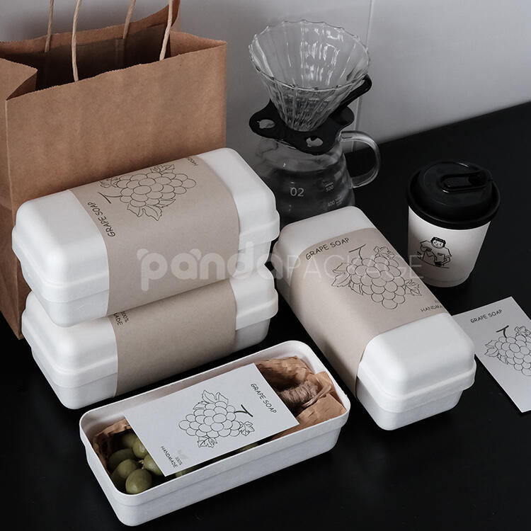 eco-friendly white paperboard tray packaging box with kraft sleeve