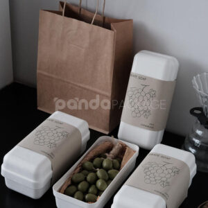 eco-friendly white paperboard tray packaging box with kraft sleeve