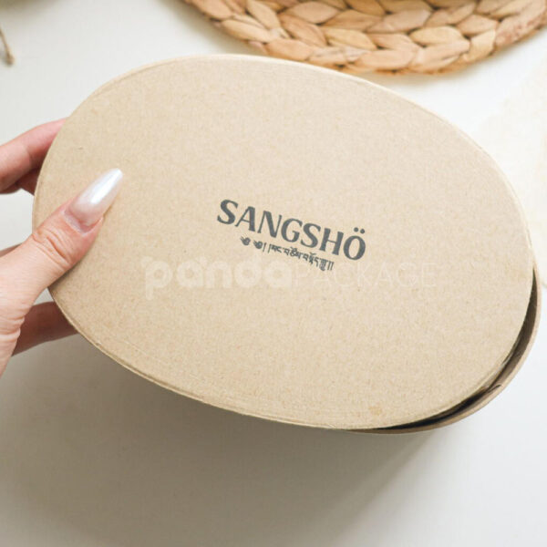 Eco-Friendly Oval Kraft Paperboard Box with Detachable Lid