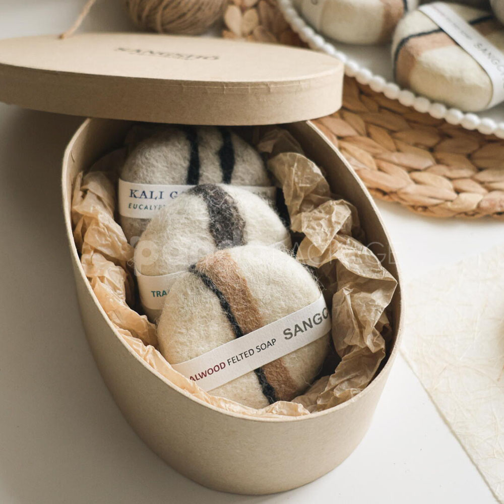 eco-friendly oval kraft paperboard packaging box with lift-off lid