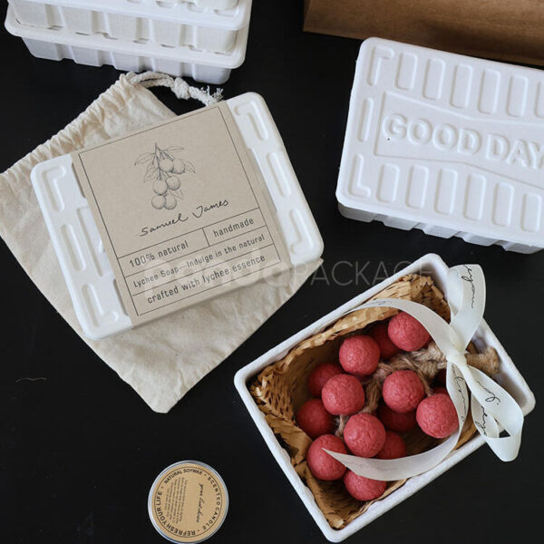 Eco-Friendly White Molded Pulp Box with Secure Lid