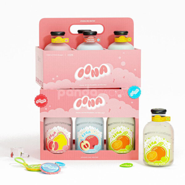 Colorful Beverage Bottle Carrier Packaging for Sparkling Flavored Drinks